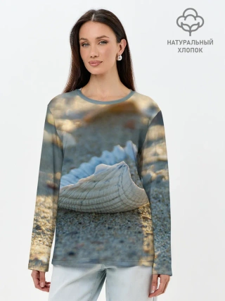 Лонгслив женский. Хлопок / Морская ракушка