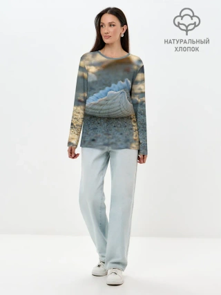 Лонгслив женский. Хлопок / Морская ракушка