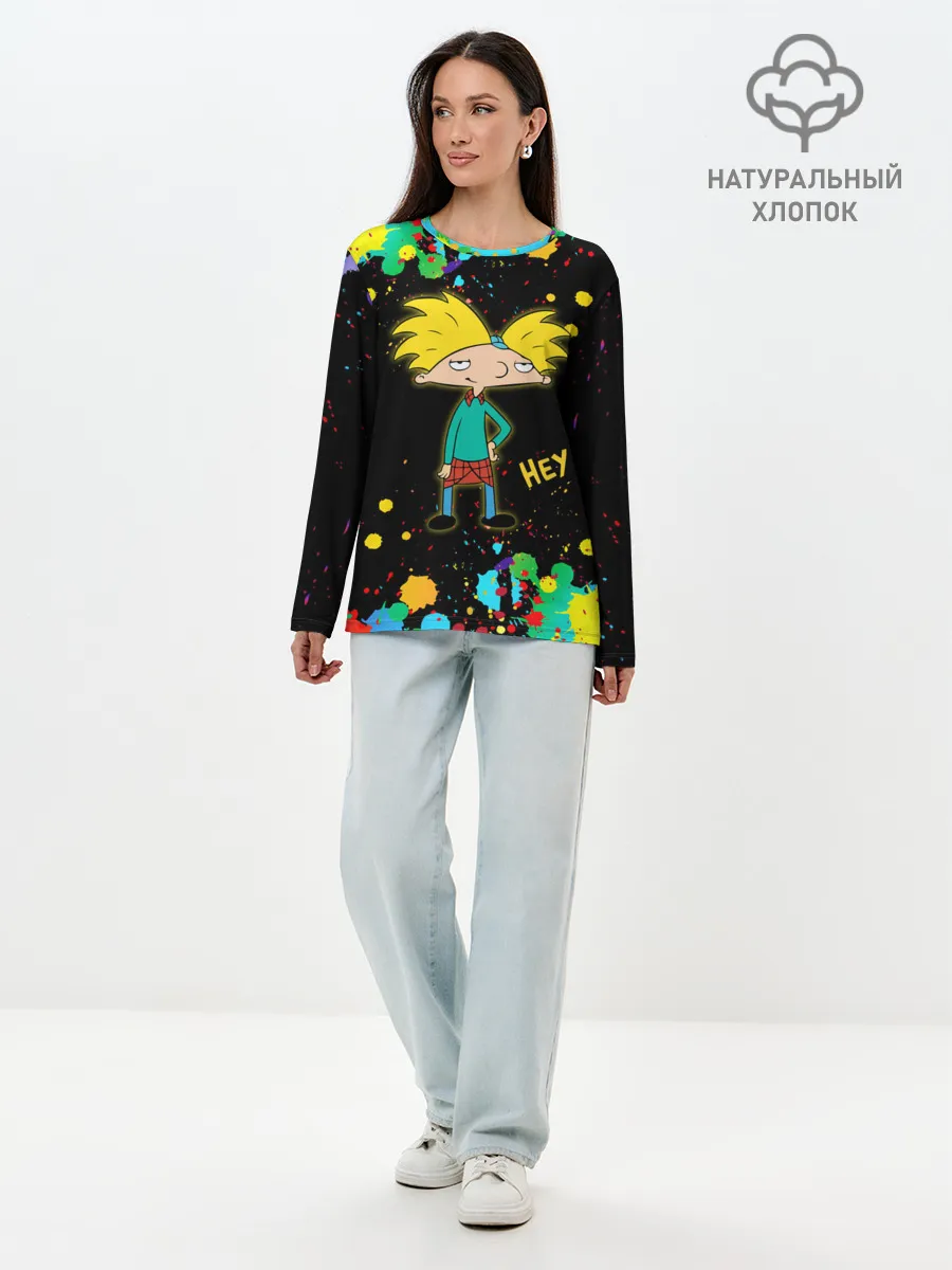 Лонгслив женский. Хлопок / Эй, Арнольд! / Hey, Arnold