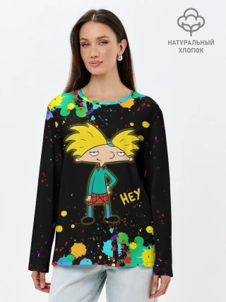 Лонгслив женский. Хлопок / Эй, Арнольд! / Hey, Arnold