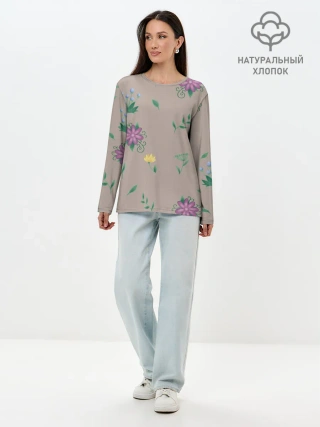 Лонгслив женский. Хлопок / Цветочная эстетика
