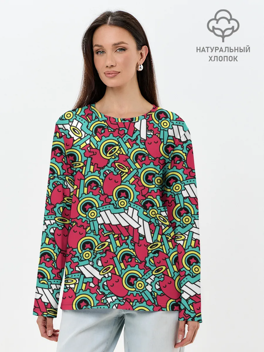 Лонгслив женский. Хлопок / РЭКИ КЯН ПАТТЕРН | SK8