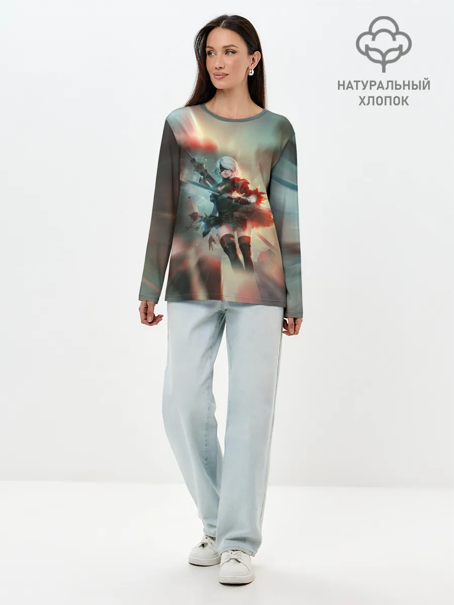 Лонгслив женский. Хлопок / 2B | Nier Automata