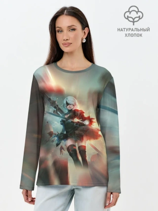 Лонгслив женский. Хлопок / 2B | Nier Automata