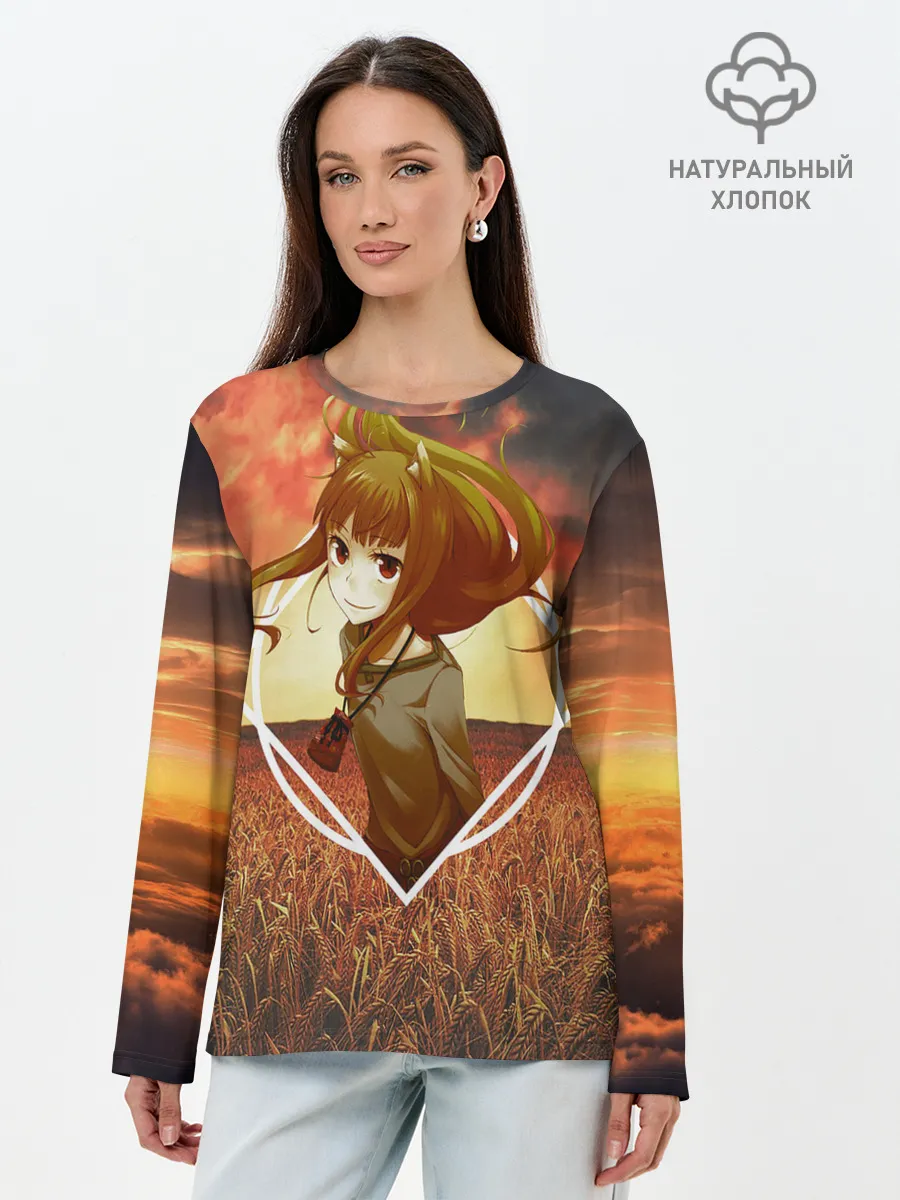 Лонгслив женский. Хлопок / Волчица Хоро