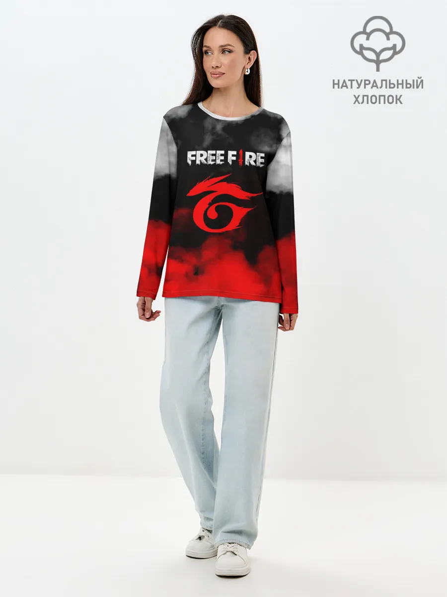 Лонгслив женский. Хлопок / GARENA FREE FIRE / ГАРЕНА ФРИ ФАЕР.