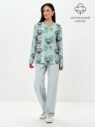 Лонгслив женский. Хлопок / Крутой песик