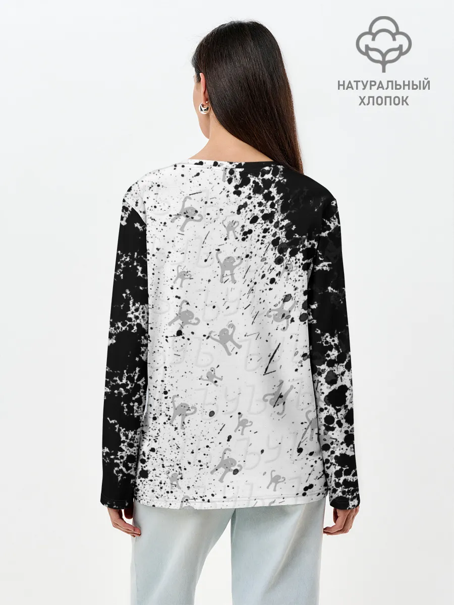 Лонгслив женский. Хлопок / ЪУЪ СЪУКА брызги красок