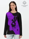 Лонгслив женский. Хлопок / Чёрный клевер демон в сиреневом
