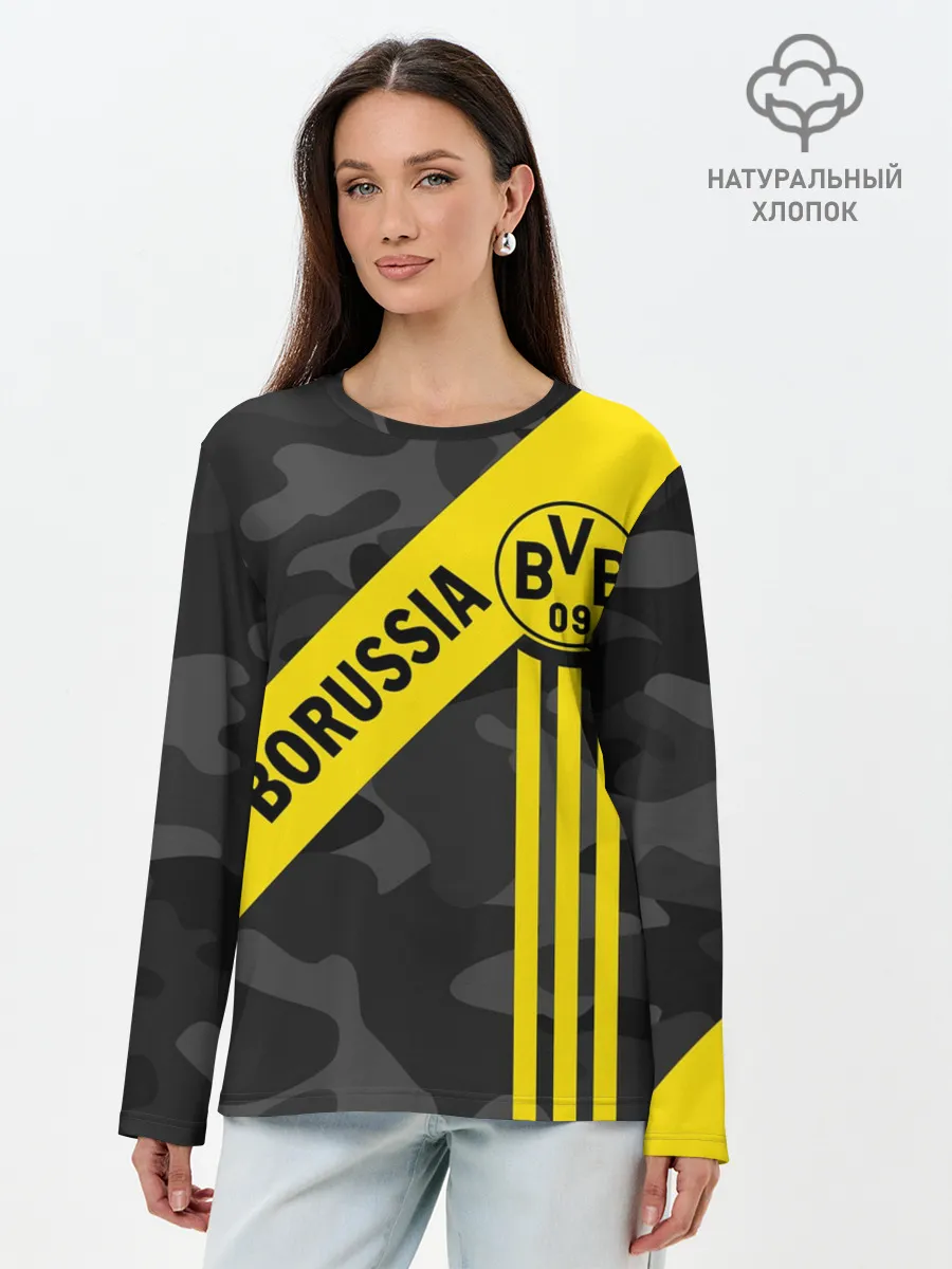 Лонгслив женский. Хлопок / ФК БОРУССИЯ / FC BORUSSIA