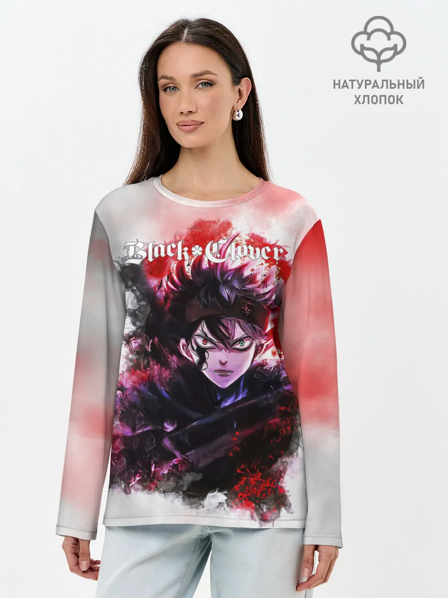 Лонгслив женский. Хлопок / Чёрный клевер Черный Аст а