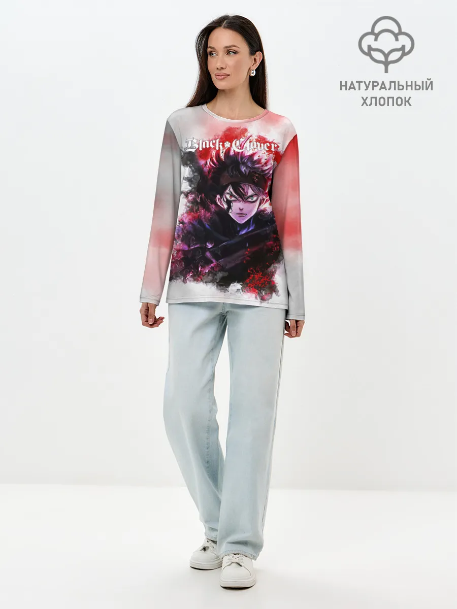Лонгслив женский. Хлопок / Чёрный клевер Черный Аст а