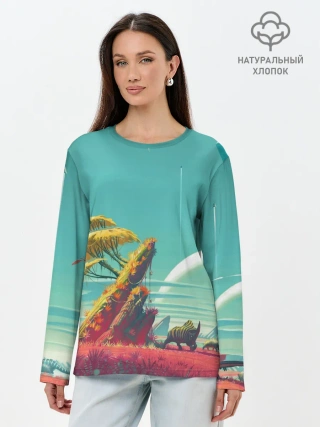 Лонгслив женский. Хлопок / No Man Sky
