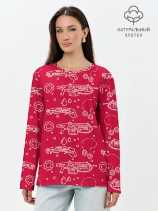 Лонгслив женский. Хлопок / Gears pattern