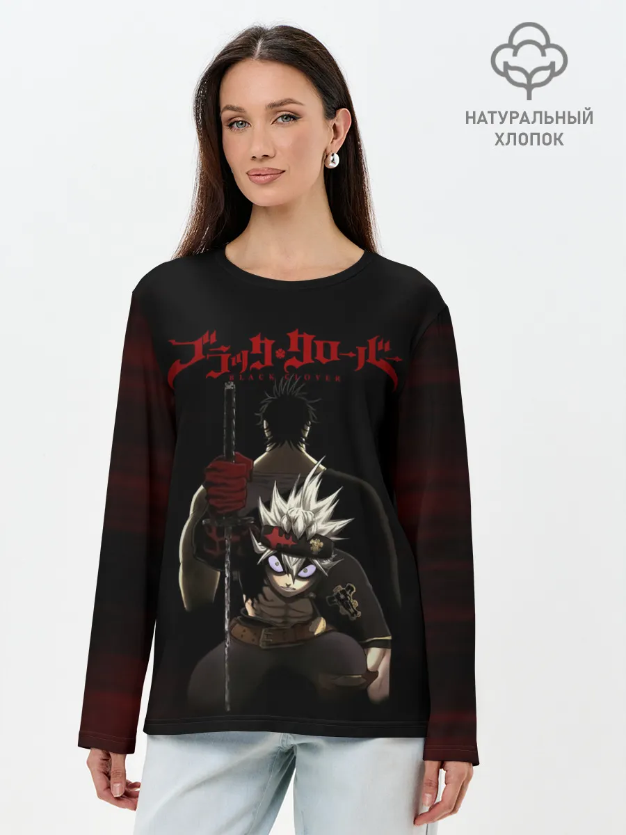 Лонгслив женский. Хлопок / Ями Сукэхиро черный Аста катана