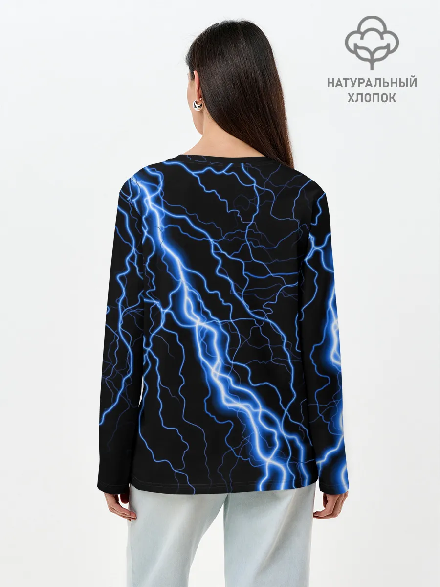 Лонгслив женский. Хлопок / ГОЛУБАЯ МОЛНИЯ / ГРОЗА