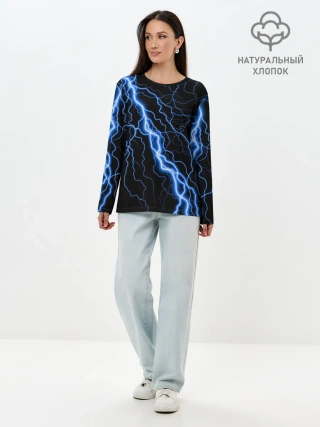 Лонгслив женский. Хлопок / ГОЛУБАЯ МОЛНИЯ / ГРОЗА