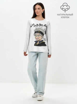 Лонгслив женский. Хлопок / Чёрный клевер Аста