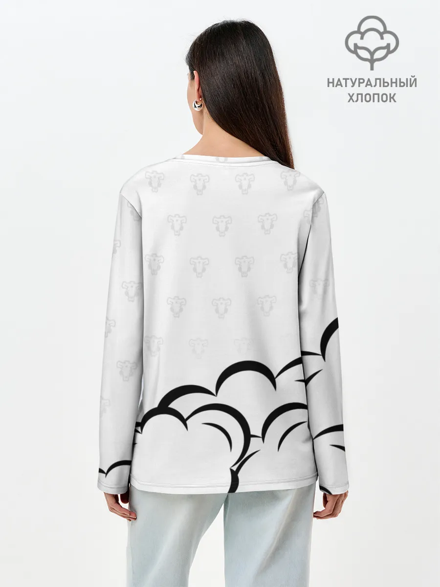 Лонгслив женский. Хлопок / Чёрный клевер Аста и Юно