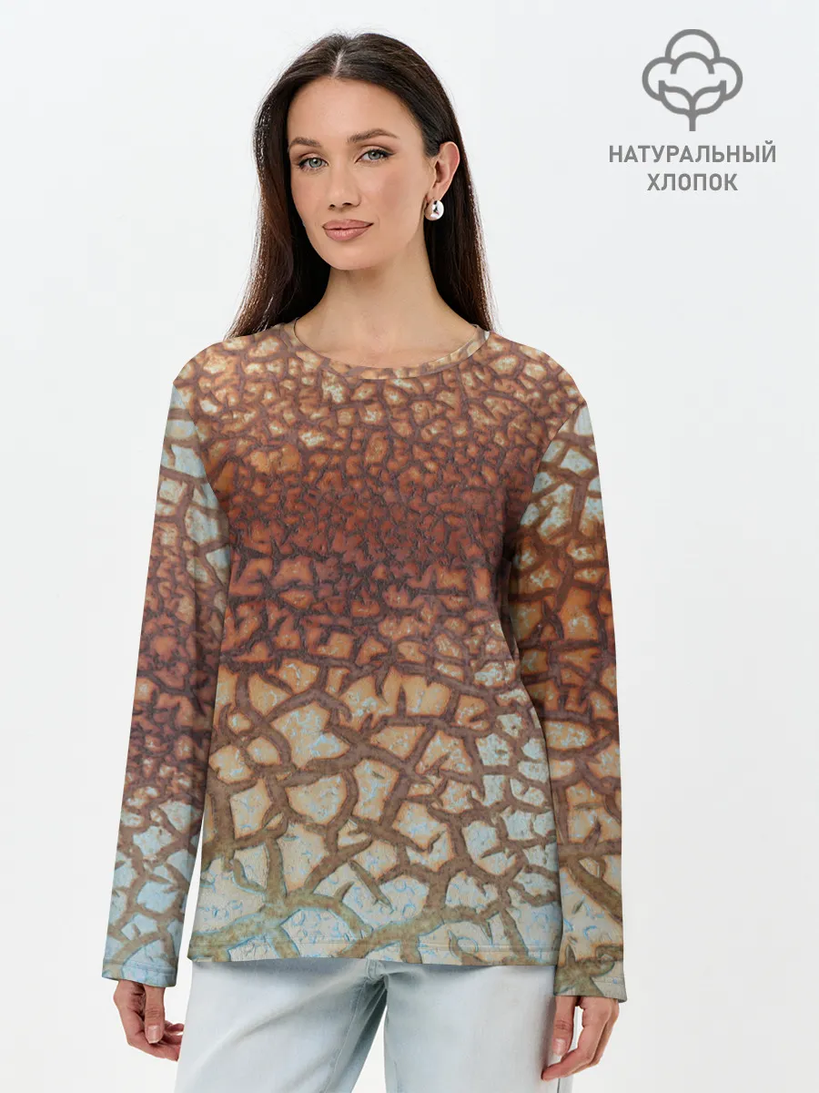 Лонгслив женский. Хлопок / Пустынные Трещины