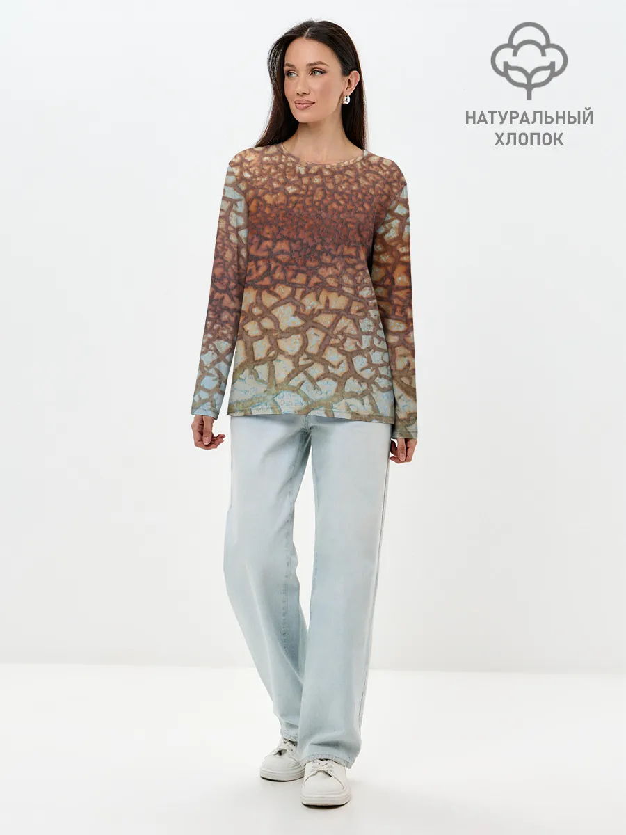 Лонгслив женский. Хлопок / Пустынные Трещины