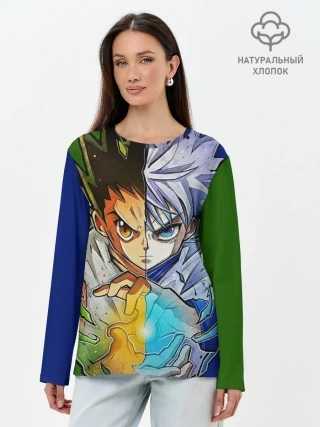 Лонгслив женский. Хлопок / Киллуа золдик и Гон хантер