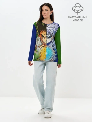 Лонгслив женский. Хлопок / Киллуа золдик и Гон хантер