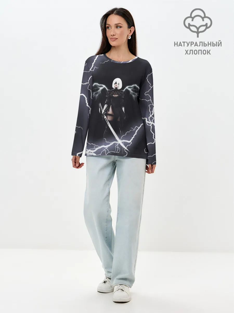 Лонгслив женский. Хлопок / Nier Automata | 2b Light