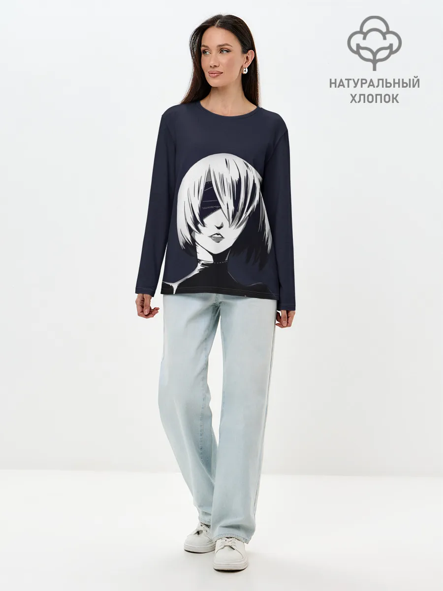 Лонгслив женский. Хлопок / Nier Automata | 2B