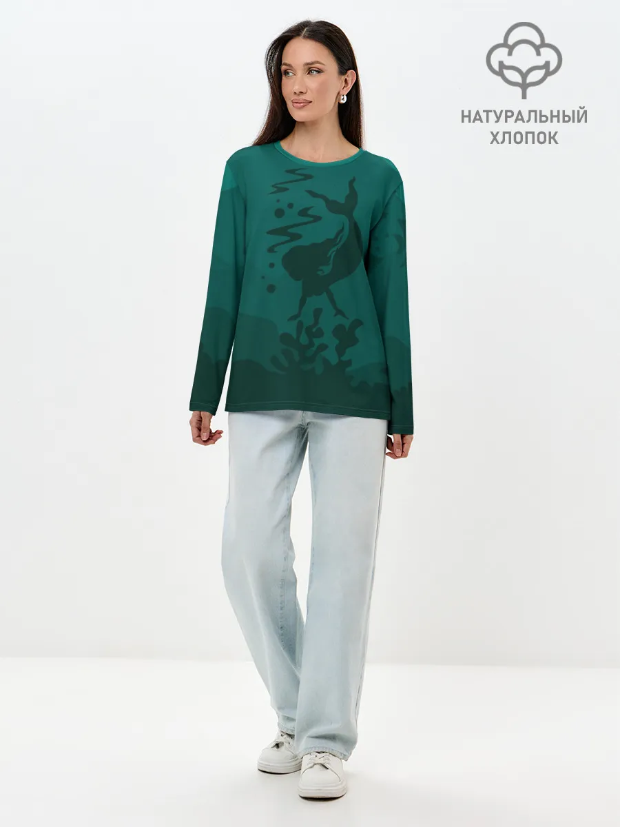 Лонгслив женский. Хлопок / Русалка