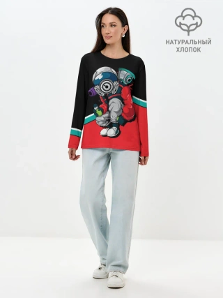 Лонгслив женский. Хлопок / Граффити