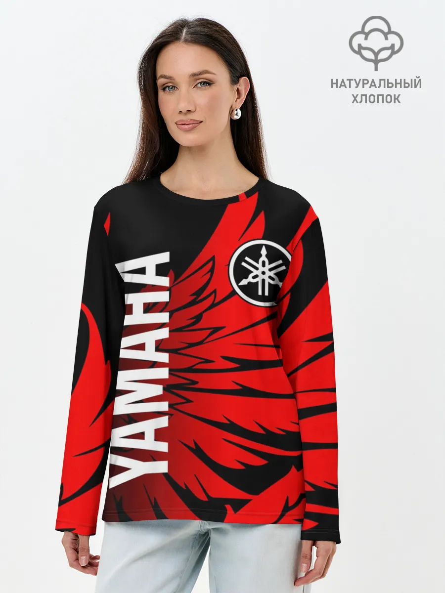 Лонгслив женский. Хлопок / YAMAHA / ЯМАХА / МОТОСПОРТ