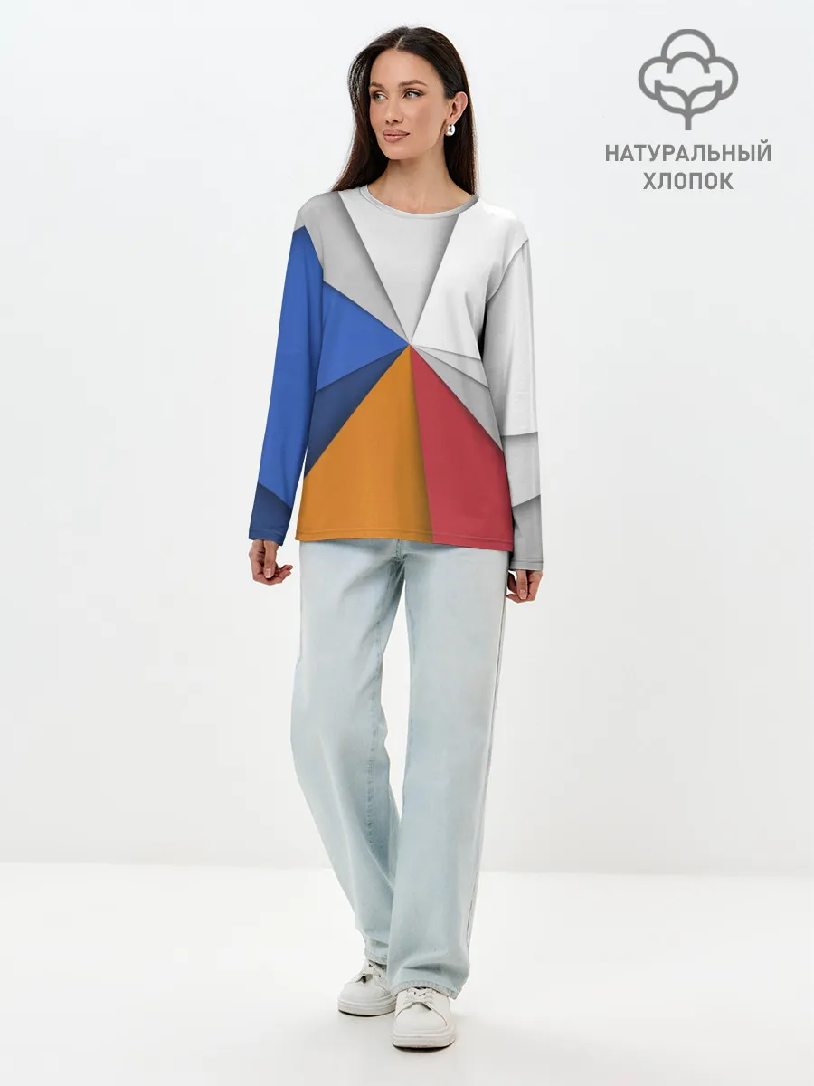 Лонгслив женский. Хлопок / Трегоугольник