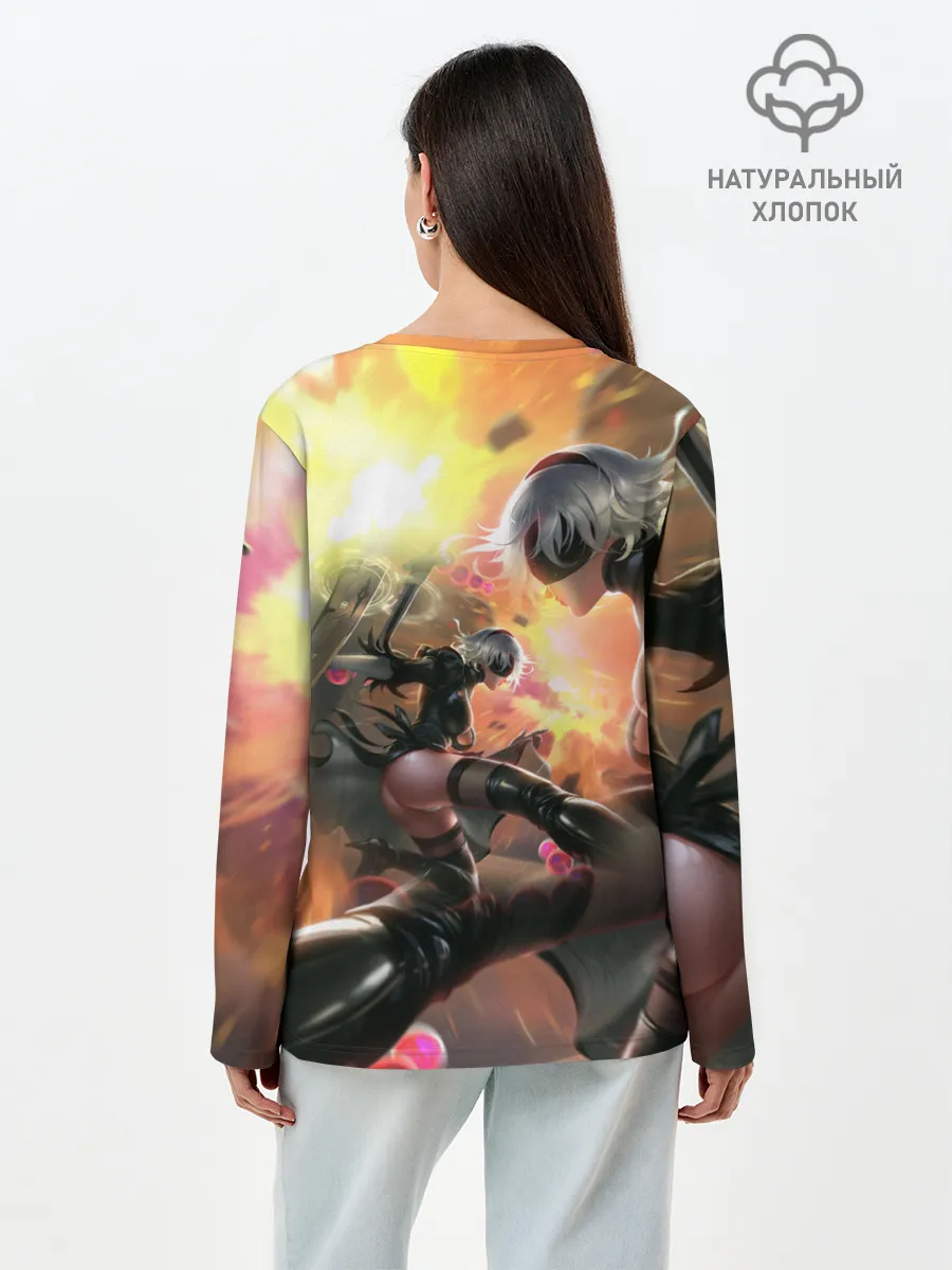 Лонгслив женский. Хлопок / 2B | Nier Automata