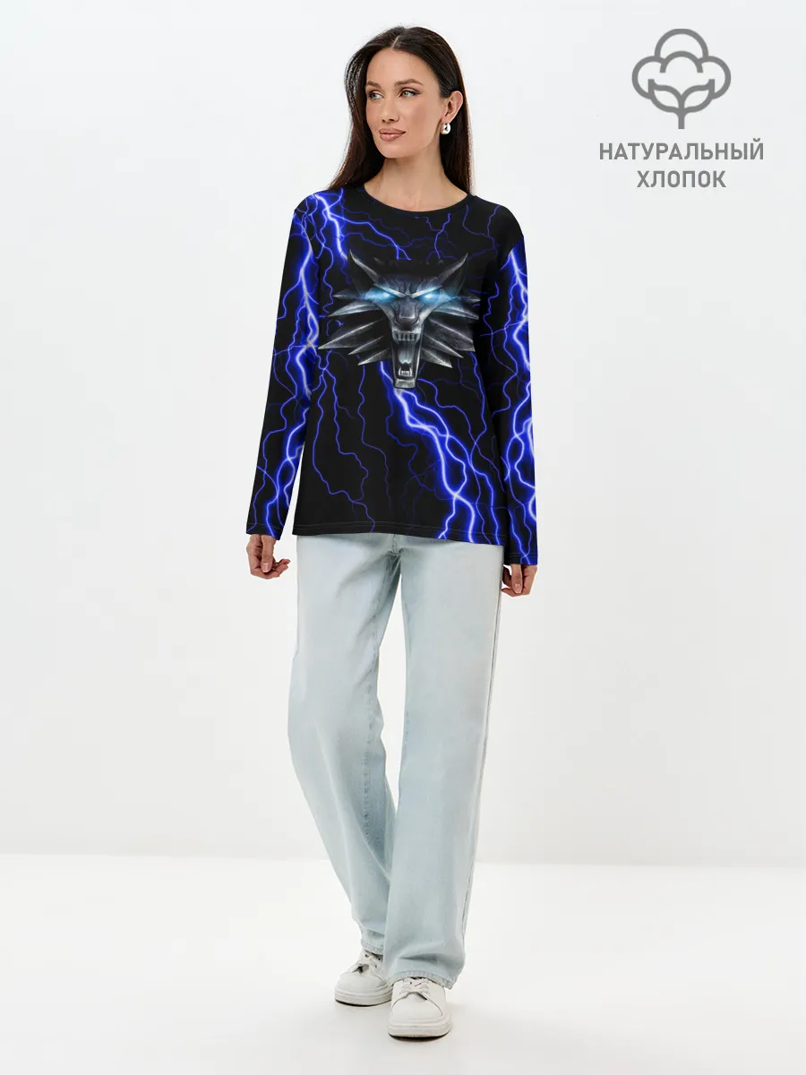 Лонгслив женский. Хлопок / THE WITCHER МОЛНИЯ BLUE