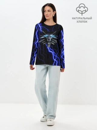 Лонгслив женский. Хлопок / THE WITCHER МОЛНИЯ BLUE