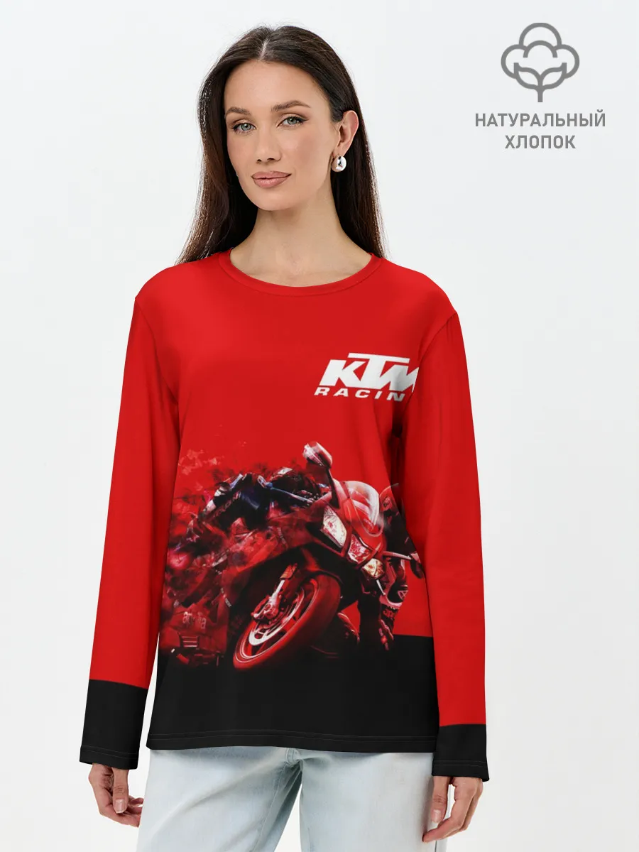Лонгслив женский. Хлопок / KTM MOTORCYCLES / КТМ МОТОЦИКЛ