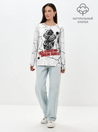 Лонгслив женский. Хлопок / Lock, money, two barrels $$$