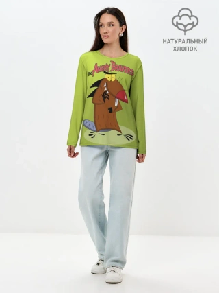 Лонгслив женский. Хлопок / Крутые бобры. Деггет