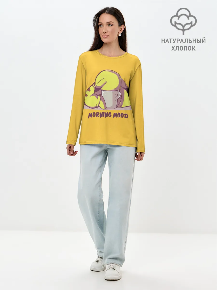 Лонгслив женский. Хлопок / Pikachu morning mood