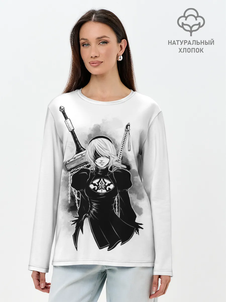 Лонгслив женский. Хлопок / 2B | Nier Automata