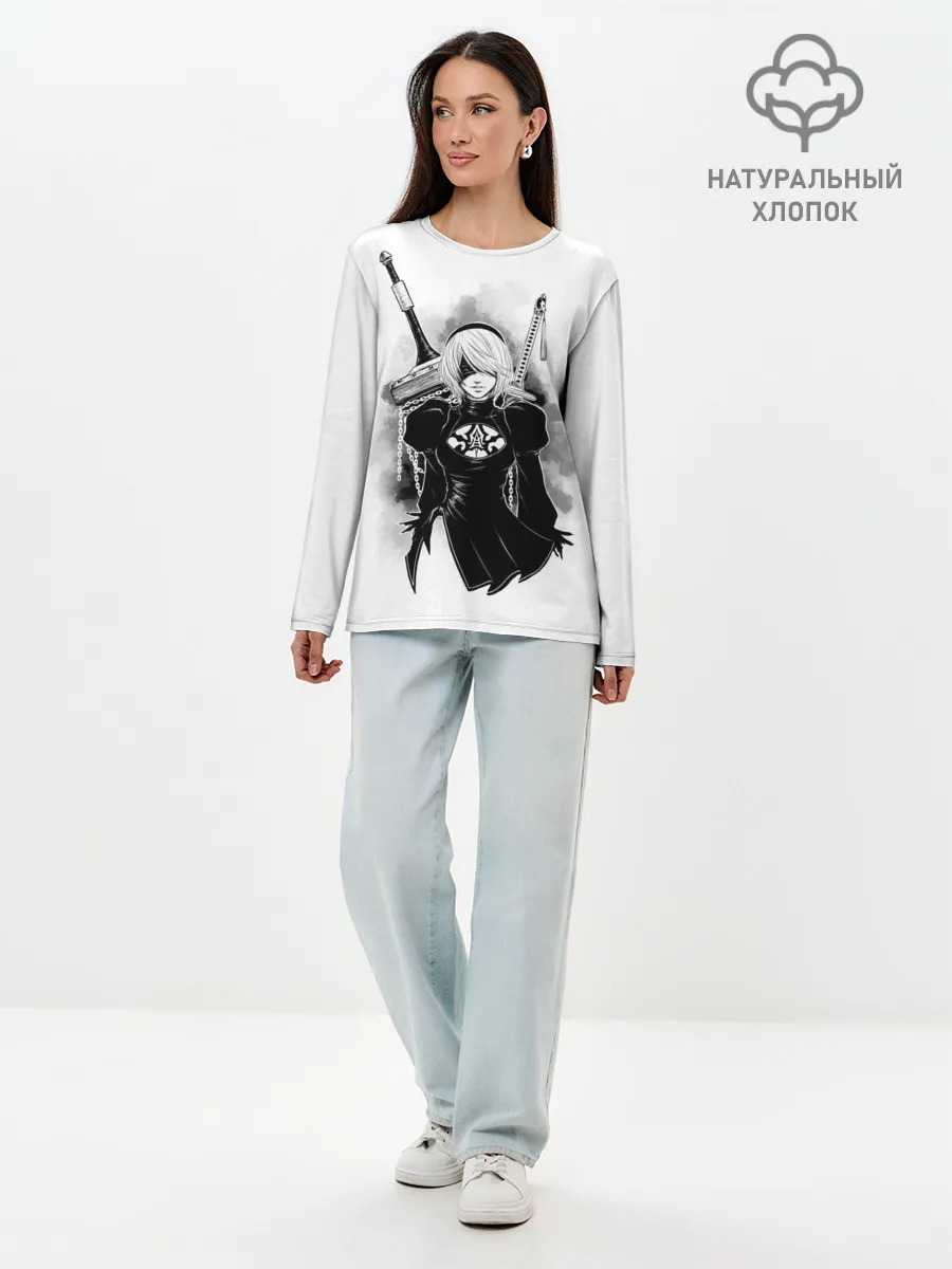 Лонгслив женский. Хлопок / 2B | Nier Automata