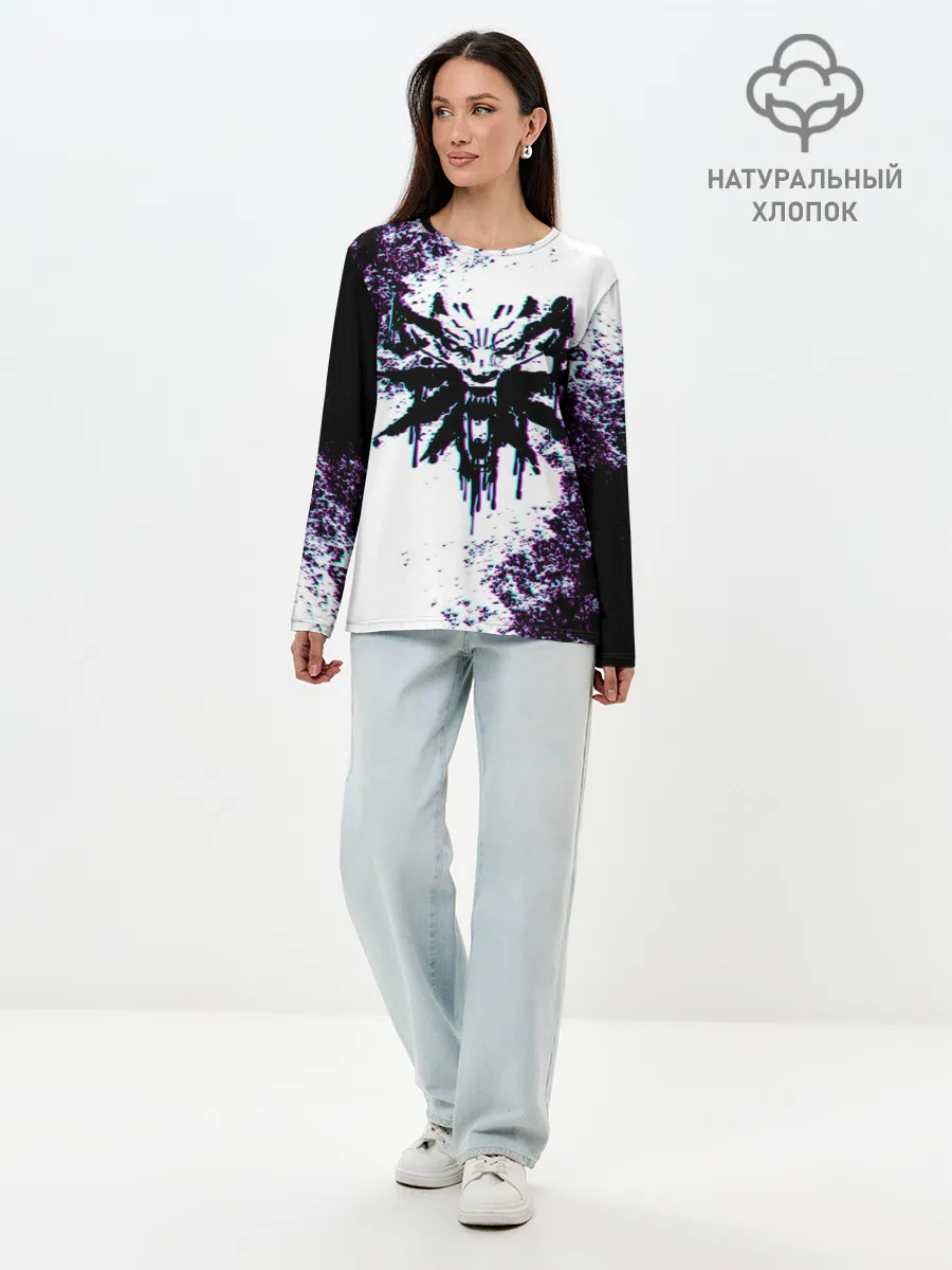 Лонгслив женский. Хлопок / THE WITCHER GLITCH / ГЛИТЧ