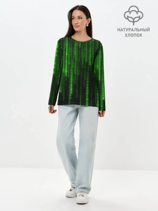 Лонгслив женский. Хлопок / Двоичный код