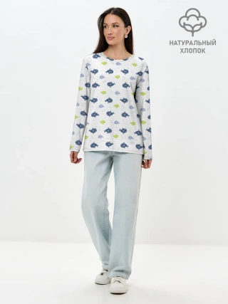 Лонгслив женский. Хлопок / Рыбы
