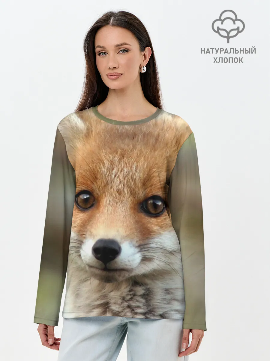 Лонгслив женский. Хлопок / Миленький лисенок