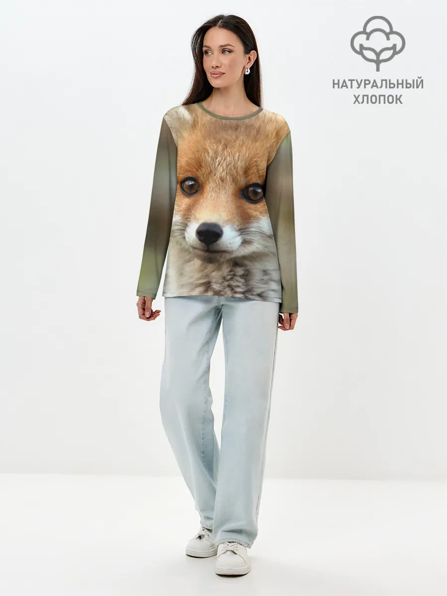 Лонгслив женский. Хлопок / Миленький лисенок