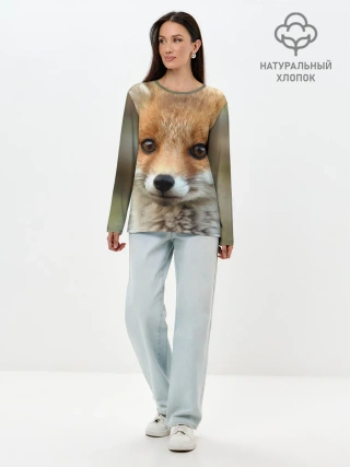 Лонгслив женский. Хлопок / Миленький лисенок