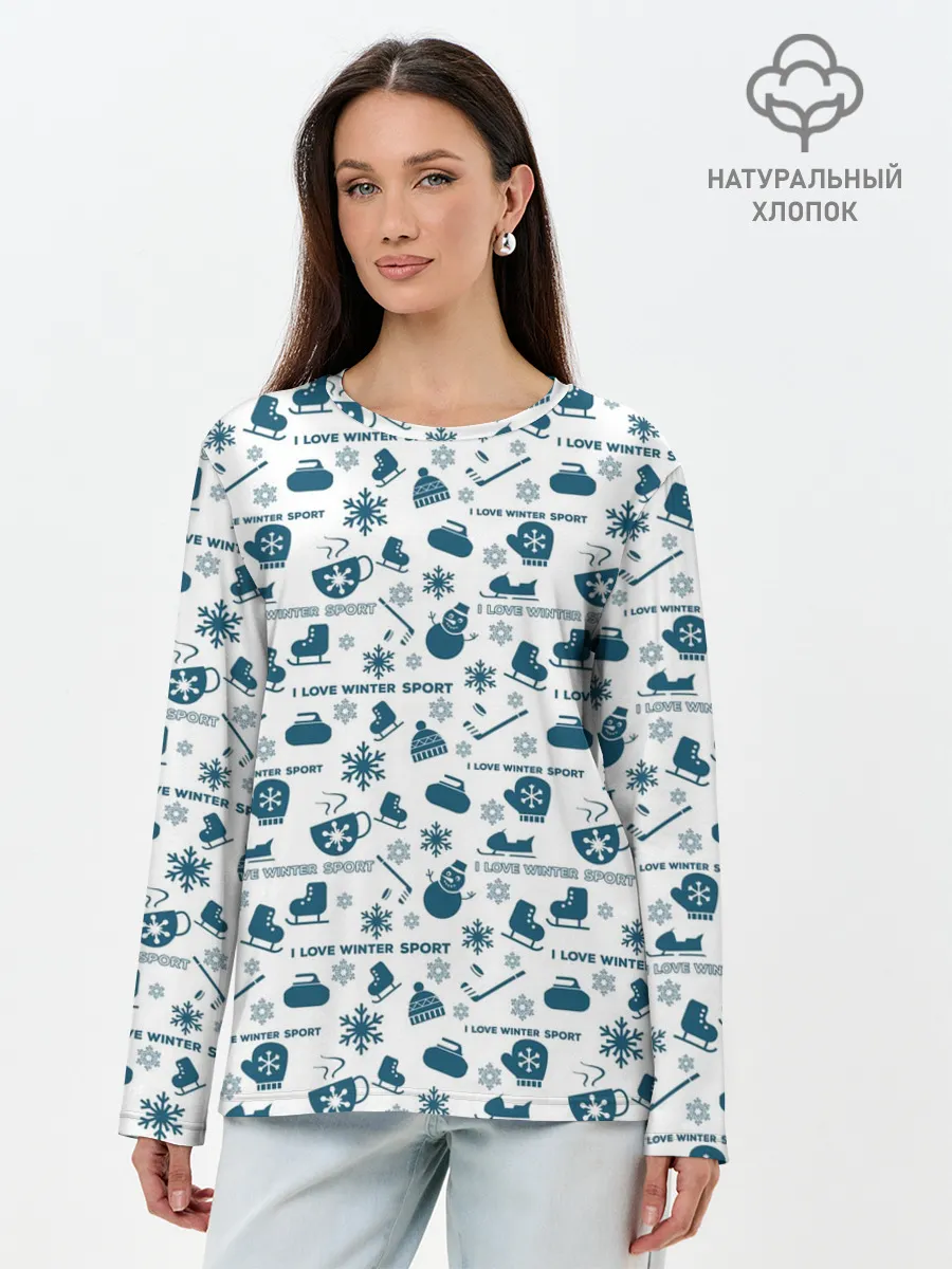 Лонгслив женский. Хлопок / Зимние виды спорта