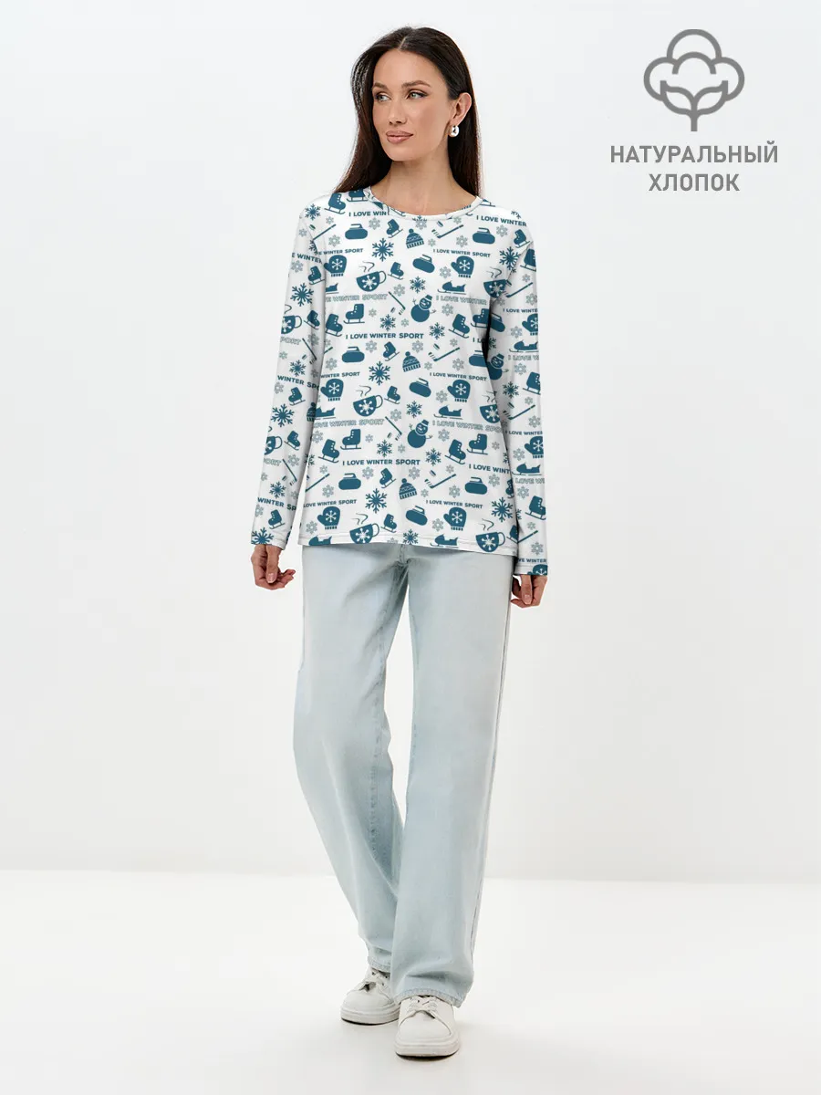 Лонгслив женский. Хлопок / Зимние виды спорта